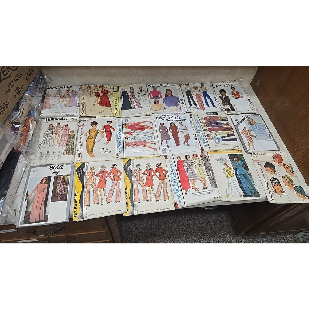Lot of Vtg Simplicity McCall's Shirt Pants Dress Uncut & Cut Sewing Patterns